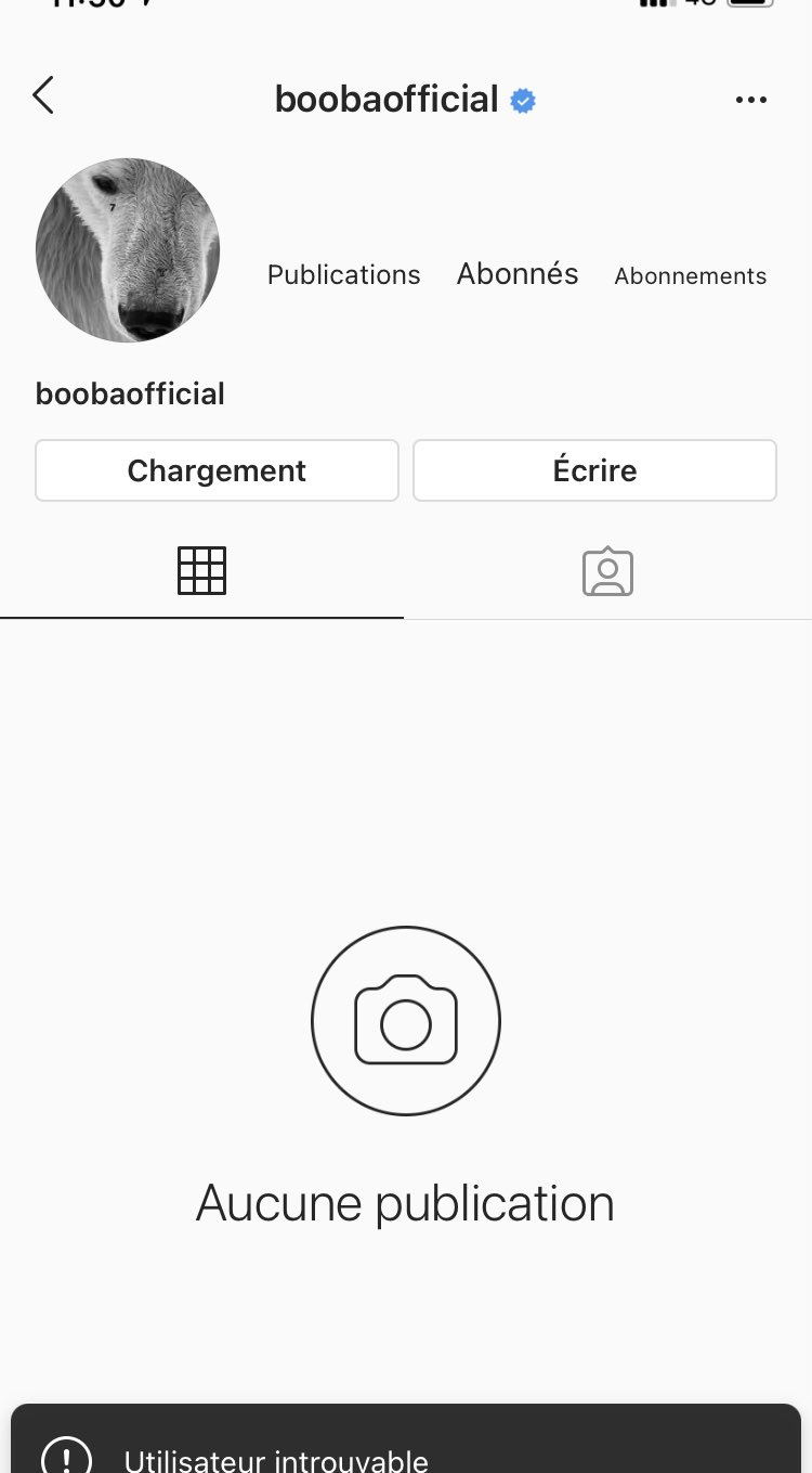 Platform restriction screenshot: Booba (@boobaofficial)