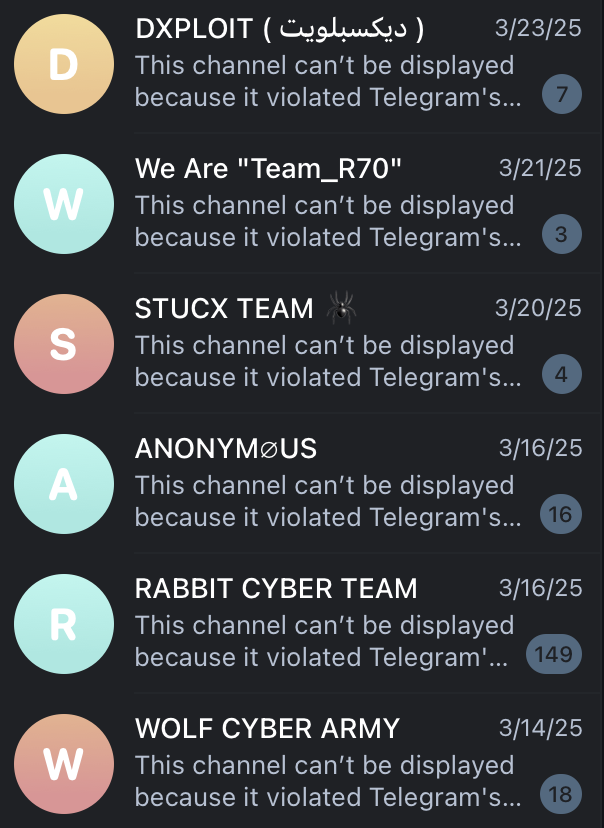 Platform restriction screenshot: DXPLOIT、Team_R70 等 6 个频道
